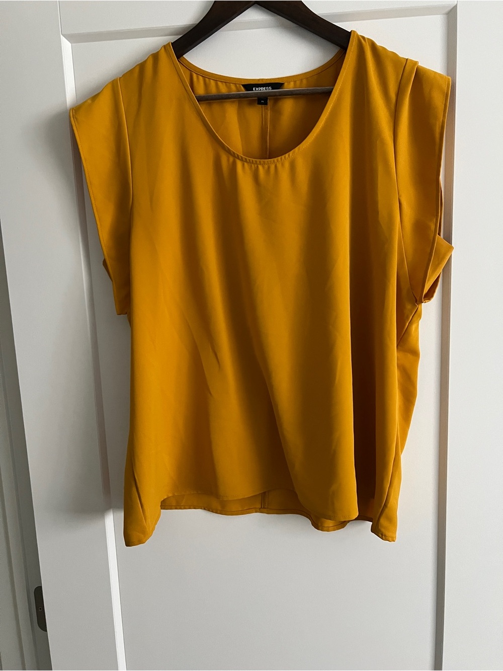 Express Women's Mustard Yellow Cap-Sleeve Blouse